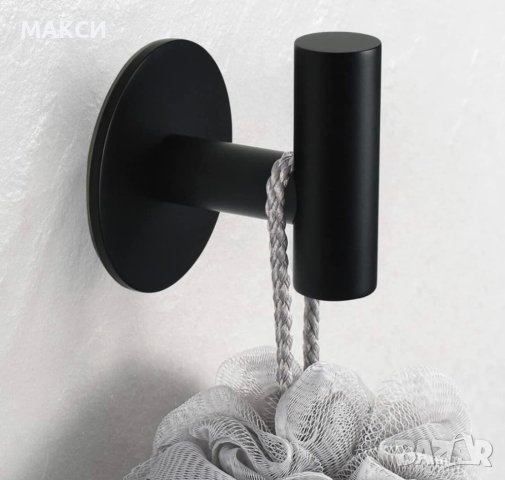 Матови черни самозалепващи се закачалки за гладка повърхност, неръждаеми, водоустойчиви и масивни, снимка 3 - Други стоки за дома - 42486150