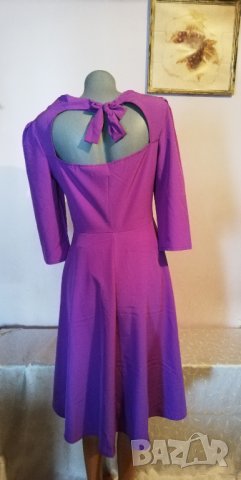 Елегантна лилава рокля с полугол гръб р-р М/Л, снимка 6 - Рокли - 29355020