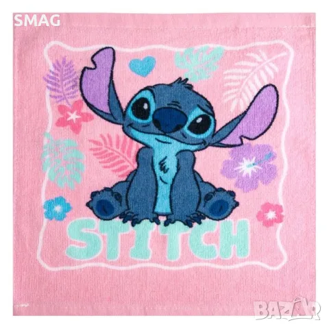 Бебешка памучна кърпичка за момиче розова stitch 30x30 см_1250458