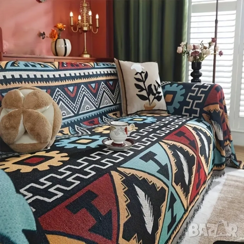 Ново шалте за диван от шинил етнически стил , снимка 3 - Покривки за легло - 51673651