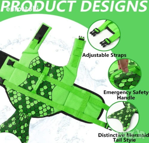 Спасителна жилетка за кучета, регулируема, светлоотразителна, размер: XL, цвят: зелен, снимка 6 - За кучета - 51344265