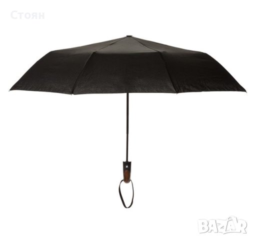 Автоматичен сгъваем чадър за дъжд черна дървена дръжка 36 см, снимка 2 - Други - 42877518