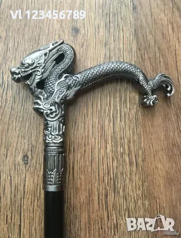 Бастун с метална дръжка ДРАКОН и вграден кинжал 40 см