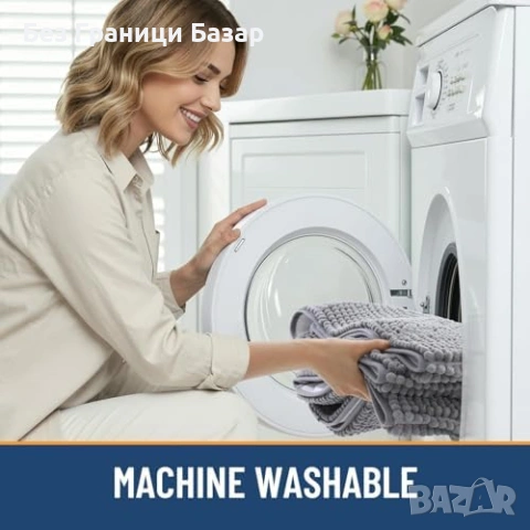 Нова Бързосъхнеща постелка за баня 51x76 см гумирана основа сива неплъзгаща, снимка 5 - Други стоки за дома - 53970716