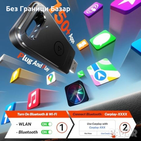 Нов Wireless CarPlay адаптер USB A/C – бързо авто-свързване, без кабели, снимка 5 - Друга електроника - 52273902