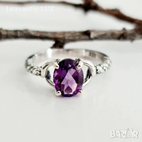 ✨ Пръстен „Виолетово вдъхновение“ – Аметист и Сребро 925, снимка 2 - Пръстени - 50892746
