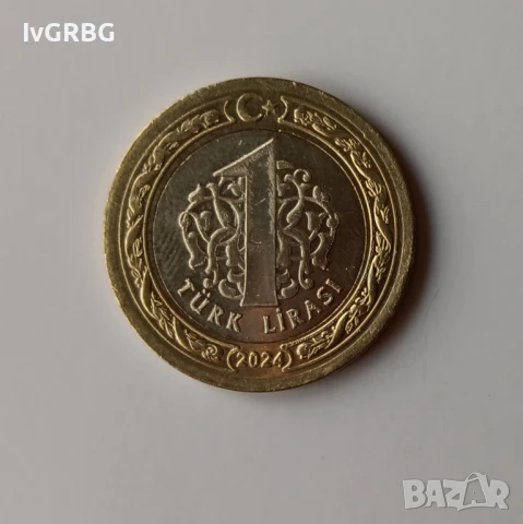 1 лира 2024 Турция турска монета С НАМАЛЕНО ТЕГЛО 6.6 ГРАМА , НЕ 8,2, снимка 2 - Нумизматика и бонистика - 50660761