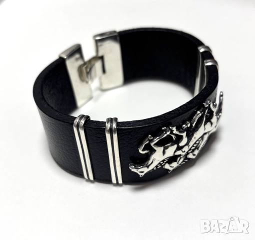 НОВА! Мъжка Гривна-сребро(проба 925) и Естествена кожа, снимка 8 - Гривни - 52319553