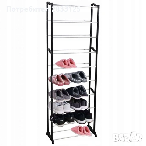 Метален органайзер за обувки XXL, 10 нива, за 30 чифта, снимка 10 - Етажерки - 53878605