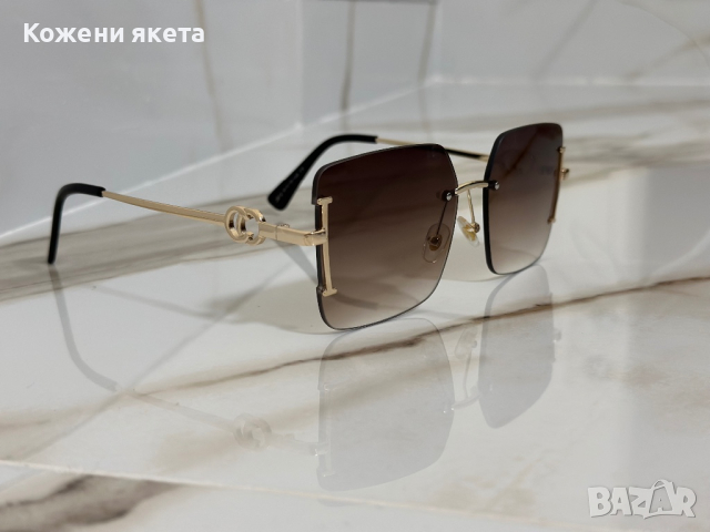 Слънчеви очила с кафеви стъкла и златни метални рамки, снимка 6 - Слънчеви и диоптрични очила - 44734871