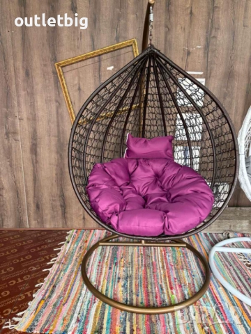 Люлка-градинска люлка висяща, тип яйце,гнездо, снимка 2 - Градински мебели, декорация  - 52235682