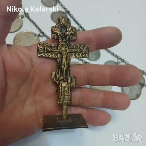 Автентичен възрожденски кюстек/синджир/копче и кръст, снимка 4 - Антикварни и старинни предмети - 52284350