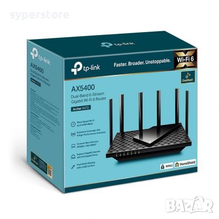 Безжичен Рутер TP-Link Archer AX72 AX5400 2-лентов гигабитов Wi-Fi 6 Рутер за дома и офиса, снимка 4 - Рутери - 38403899