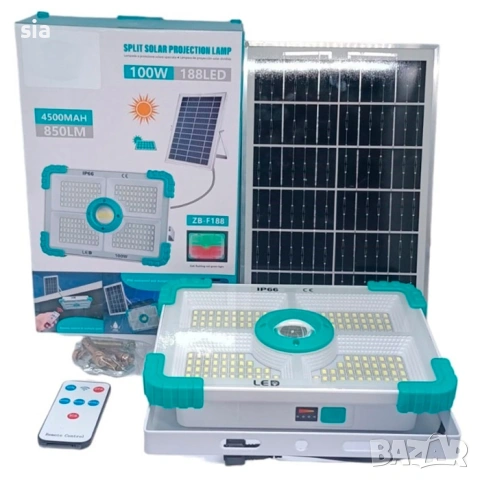 Прожектор с външен панел и дистанционно 100W, LED