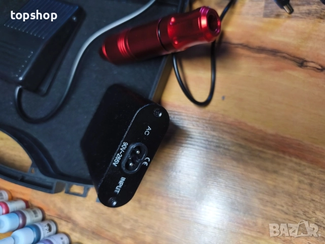 ТЕСТВАН професионален комплект за татуировки, машинка, ротационни писалки с патрони, захранване..., снимка 4 - Друго оборудване - 51598025