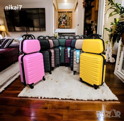 пътнически куфар+авио чанта лек здрав 100%ABS 54/39/20 4ри колела 360°, снимка 3 - Куфари - 42072756