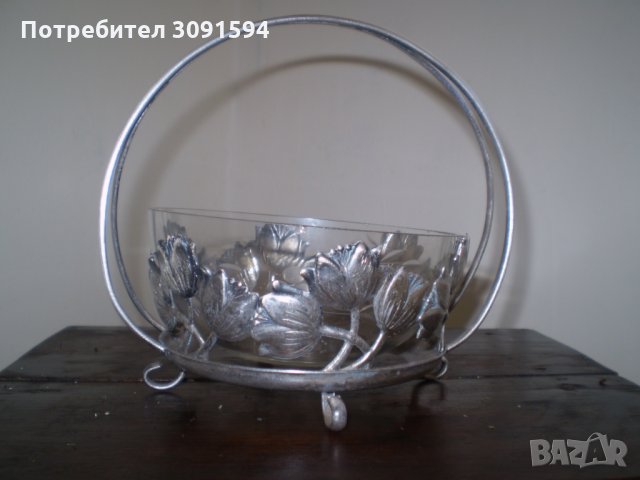 Apt Деко посребрена кошница - фруктиера , снимка 7 - Антикварни и старинни предмети - 33831250
