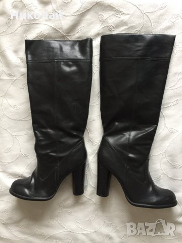 Нови маркови дамски ботуши Cable, 40 номер, естествена кожа, черни без цип, с ток, чисто нови, снимка 2 - Дамски ботуши - 35112889