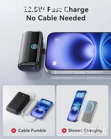 Нов Компактен 22.5W Power Bank с Вграден USB-C Конектор Външна батерия, снимка 3 - Външни батерии - 49533548