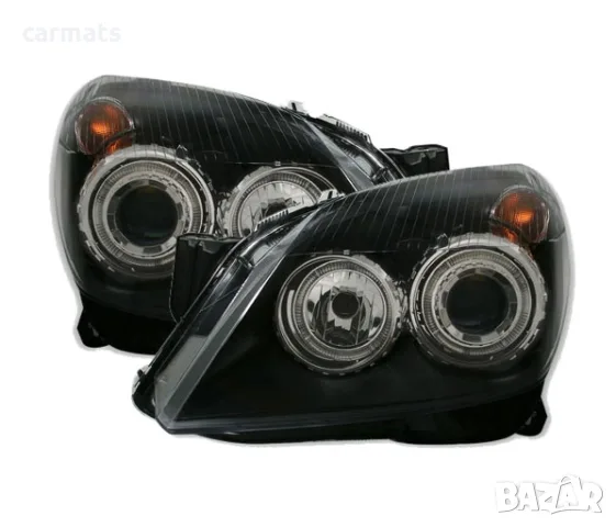Кристални фарове ANGEL EYES за Opel Astra H (2004-2009) - черни
