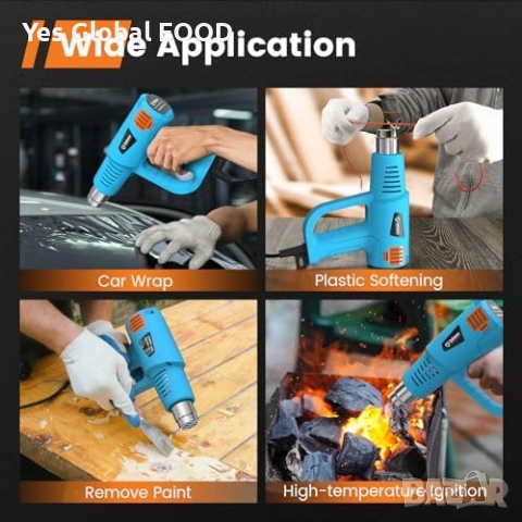 GoGonova пистолет за горещ въздух 2000W с бързо нагряване, снимка 5 - Други инструменти - 53339026