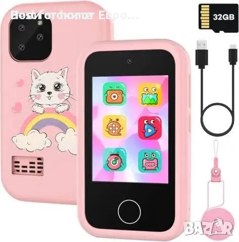 Играчка Смартфон за деца, 2,8-инчов сензорен екран, 8,0 MP двойна камера, HD видео, MP3, снимка 1