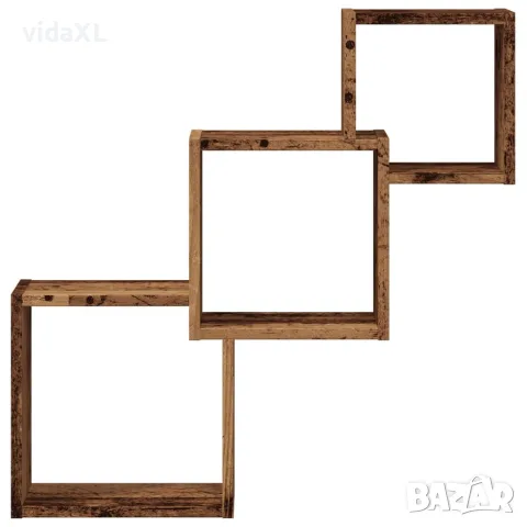 vidaXL стенни кубични рафтове от старо дърво 68x15x68 см, снимка 4 - Етажерки - 56148262