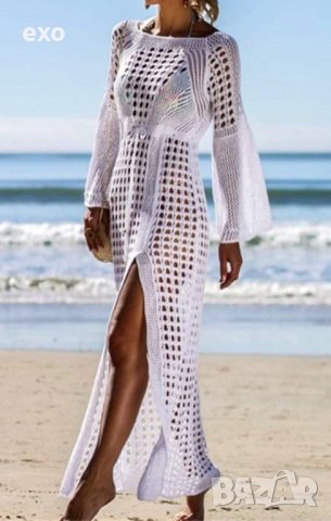 Дълга плажна рокля, Бяла рокля, Плажна рокля, Секси плажна рокля, снимка 1