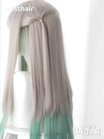 Аниме бяло зелена перука Yashiro Nene Jibaku Shounen Hanako cosplay, снимка 2 - Аксесоари за коса - 51224309