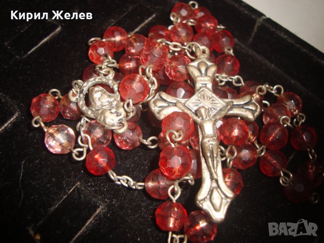 КАТОЛИЧЕСКА НАГРЪДНА МОЛИТВЕНА КРИСТАЛНА БРОЕНИЦА с КРЪСТЧЕ РАЗПЯТИЕ и ИКОНКА 16638, снимка 4 - Колиета, медальони, синджири - 30691371