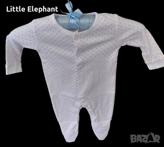 Цяла пижамка ромпърче за момиченце на 12-18 мес бяла на розови точки колекция"Points",Англия/нова