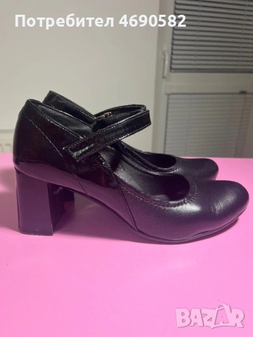 Черни токчета от естествена кожа, 7см ток, снимка 3 - Дамски обувки на ток - 53047517