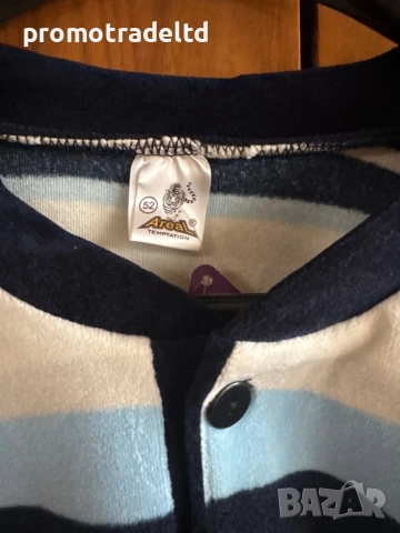 Българска мъжка пижама плюш плюшена тъмносиня номер 52, снимка 2 - Други - 51922023