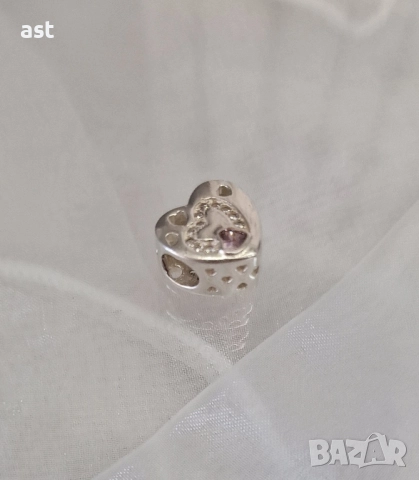 Сребърен елемент сърце, снимка 5 - Гривни - 52524574