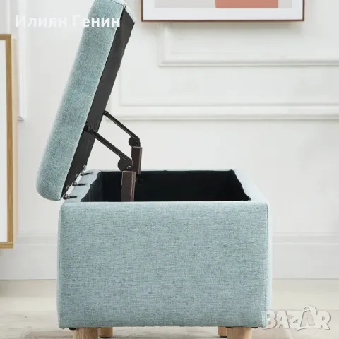 Пейка за съхранение HOMCOM с ленен вид с дървени крака, за хол, спалня, коридор, 110 x 39 x 45 см, снимка 5 - Дивани и мека мебел - 50367995