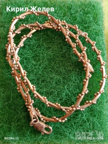 Артистичен сребърен ланец уникална много красива плетка майсторска изработка 52371