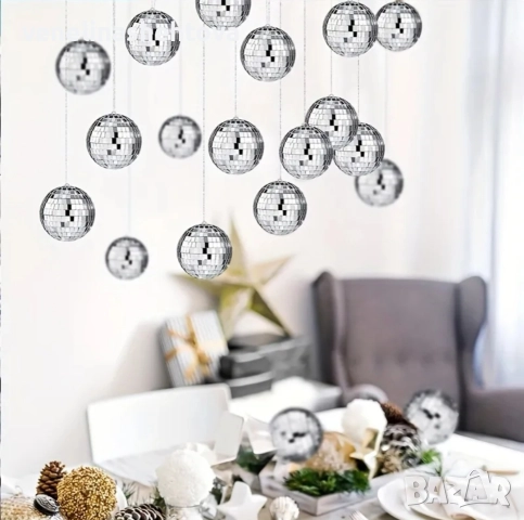 35 броя 4 размера огледални диско топки за декорация на торта елха , снимка 3 - Декорация за дома - 52579120