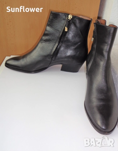Черни боти от естествена кожа Massimo Dutti, размер EU 40, снимка 6 - Дамски боти - 52090481