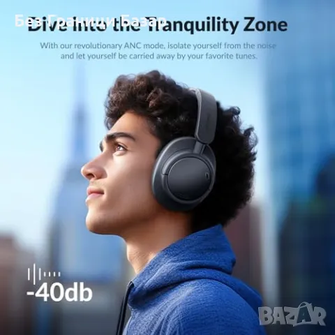 Нови TONEMAC H7 Bluetooth слушалки – ANC, 80ч, Hi-Fi, двойна връзка, снимка 2 - Слушалки и портативни колонки - 49684702