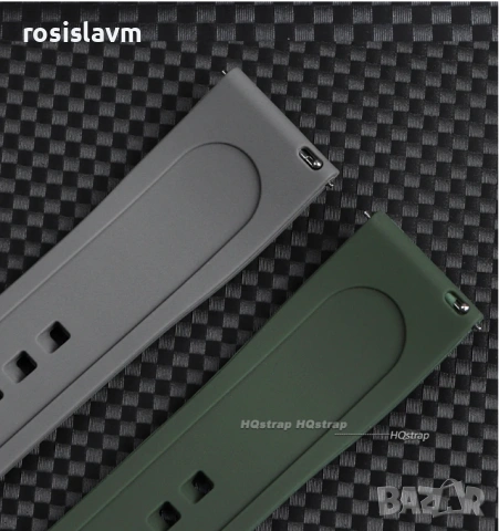 Силиконова каишка за часовник 22 мм синя, снимка 3 - Стенни часовници - 54043848