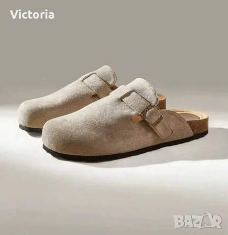 Дамски/Унисекс велурени чехли сабо (стил Birkenstock), Размер 39, снимка 4 - Чехли - 55950194