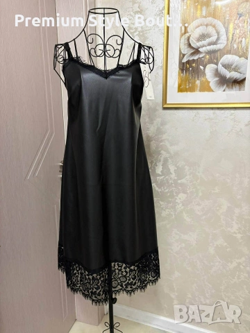 кожена рокля с дантела , снимка 3 - Рокли - 54098527