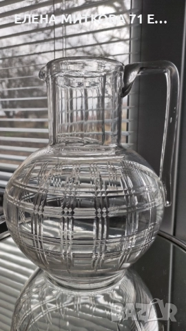 Голяма тежка гравирана кана от кристално стъкло, снимка 3 - Аксесоари за кухня - 52777396