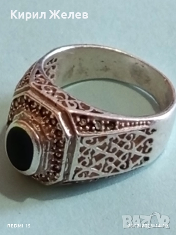 Авторски сребърен пръстен майсторска орнаментика с ЧЕРЕН ОНИКС ювелирна изработка 33480, снимка 9 - Пръстени - 52911823