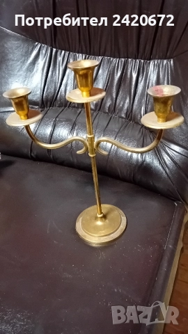 бронзов свещник, снимка 3 - Други ценни предмети - 52571013