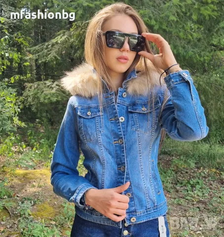 Дамско дънково яке с качулка City Angels Jeans, Големи размери до 6XL, Син деним, снимка 2 - Якета - 49428570