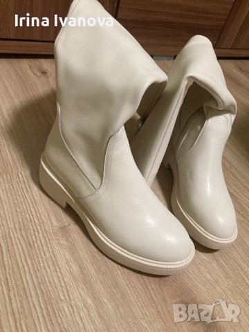 Ботуши Екрю с цип, снимка 2 - Дамски ботуши - 42289528