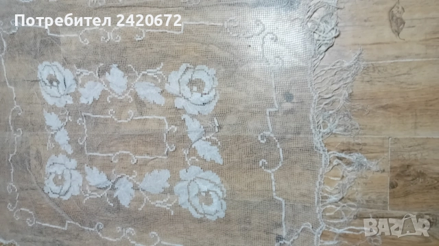 плетена старинна покривка, снимка 2 - Покривки за маси - 52329178