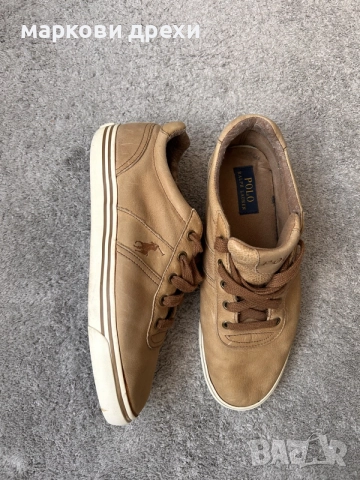 Ralph Lauren Polo Tan Lace Up Western Leather Sneakers Shoes Size 42, снимка 2 - Кецове - 56152734