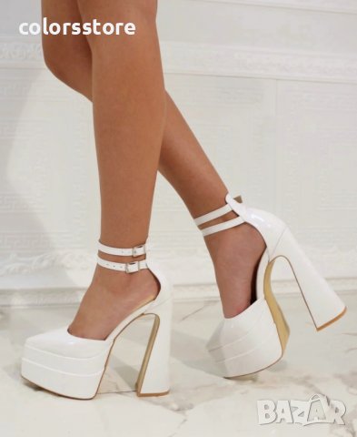 Сандали на ток - бял лак - VTK2, снимка 2 - Сандали - 38146861